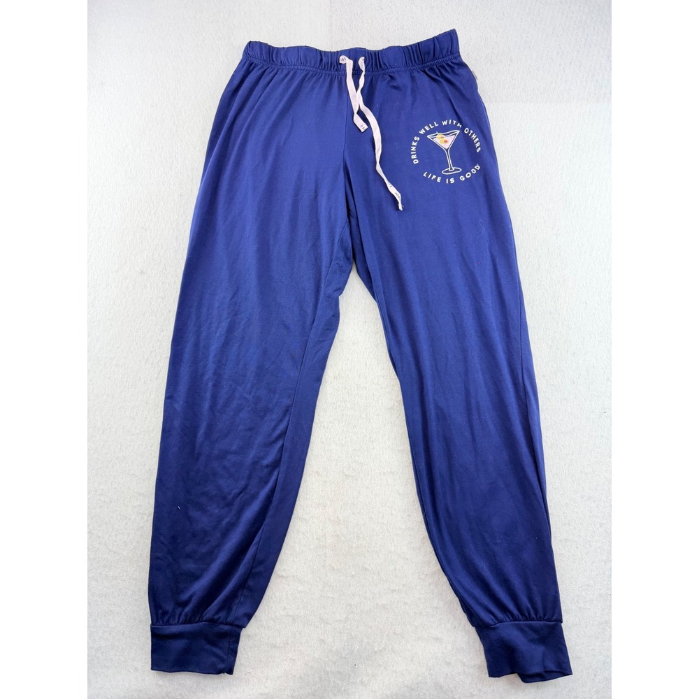 Life is Good Navy Blue Drinks Well With Others Martini Pajama Jogger Pants